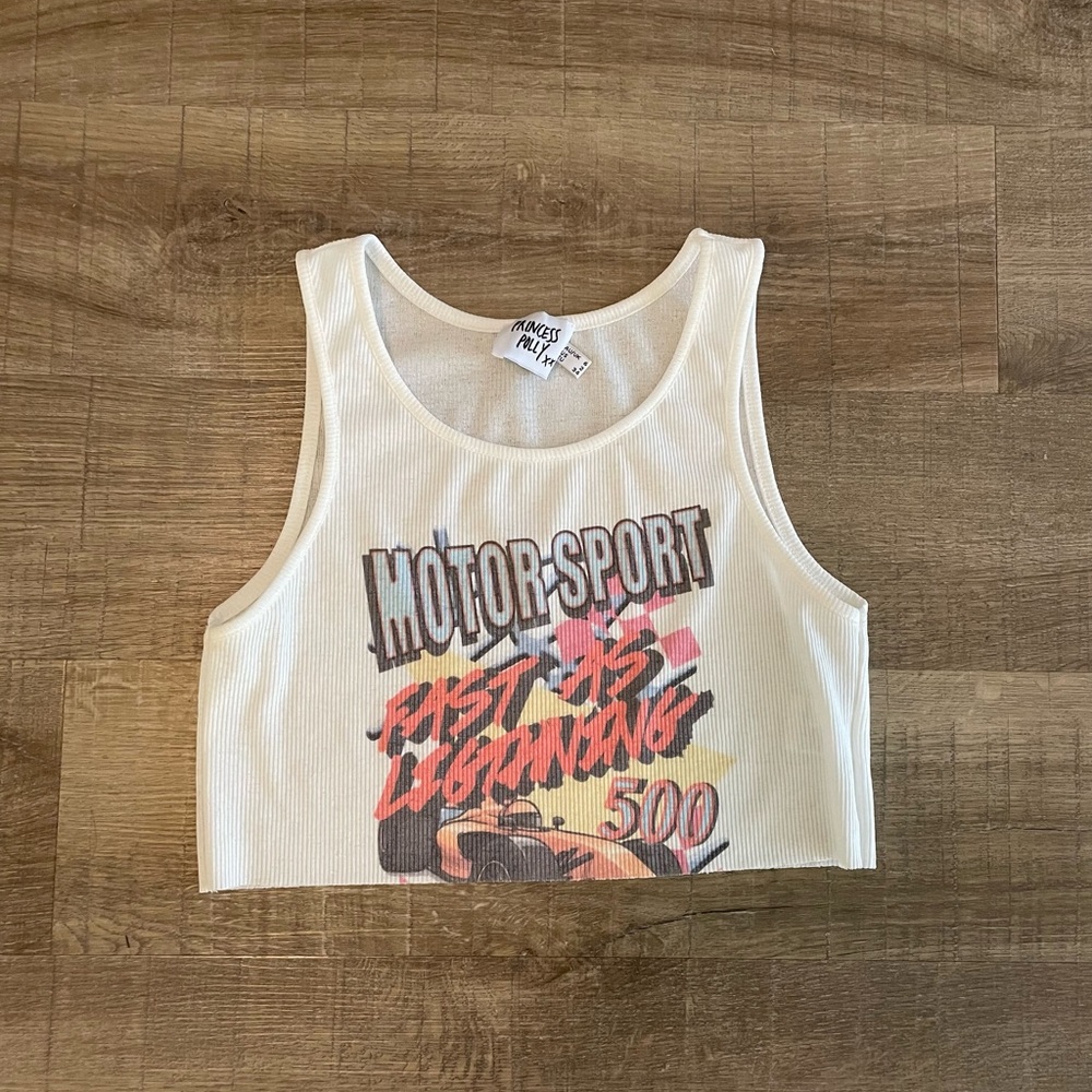 Princess Polly graphic racer cropped tank top